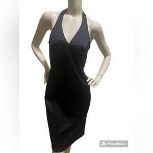 Sexy black satin Halterneck dress